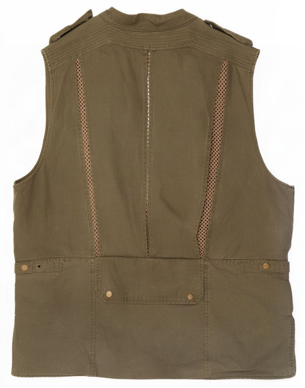 Banana Republic Mens Utility Gilet UK 42 XL Khaki Cotton