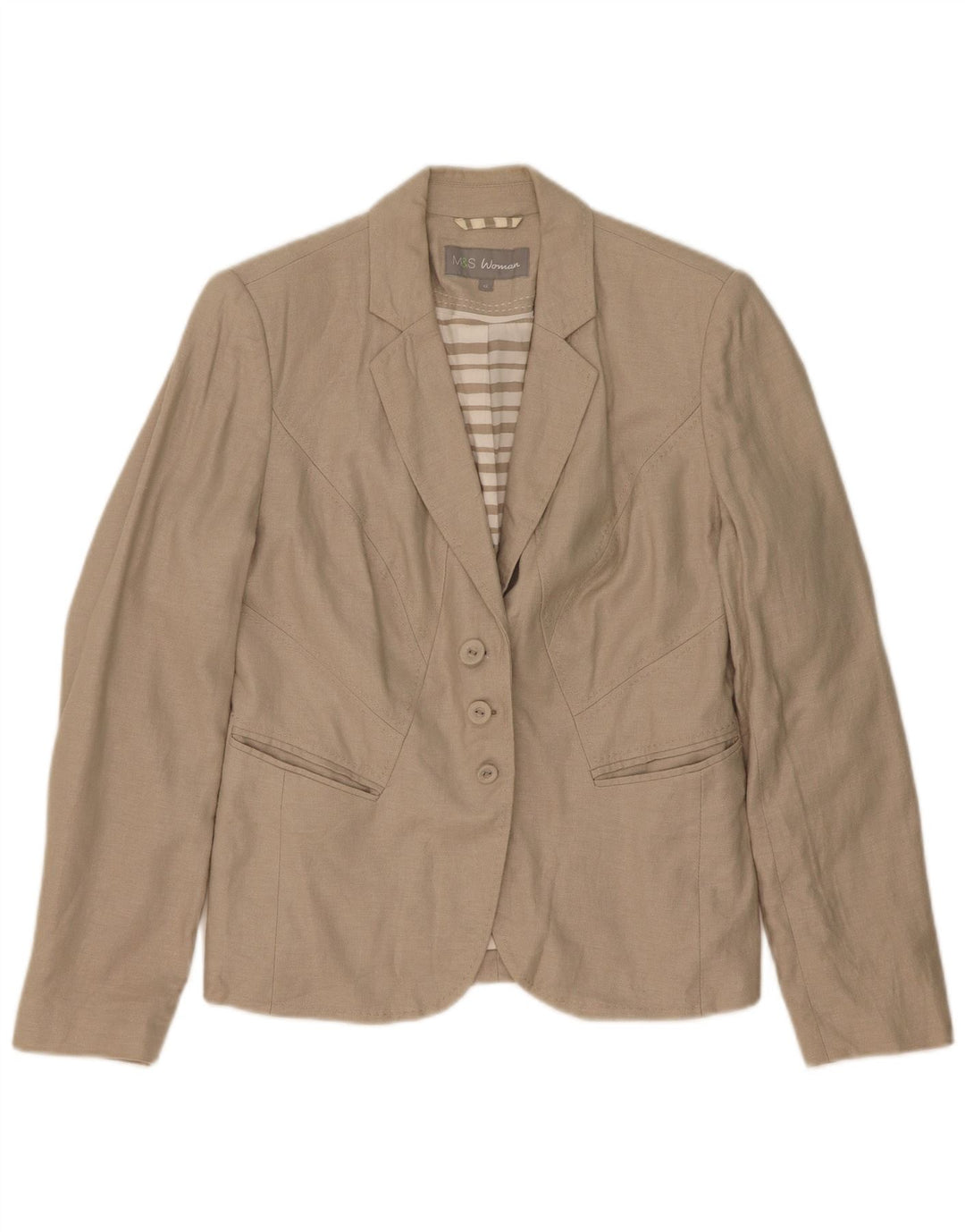 Marks & Spencer Γυναικείο Μπουφάν Blazer 3 κουμπιών UK 12 Medium Beige