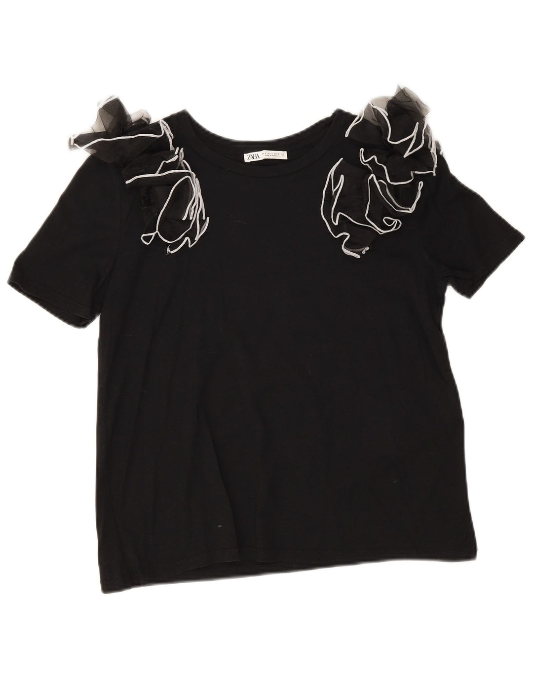 Zara Γυναικεία Μπλούζα Τοπ UK 10 Small Black Cotton