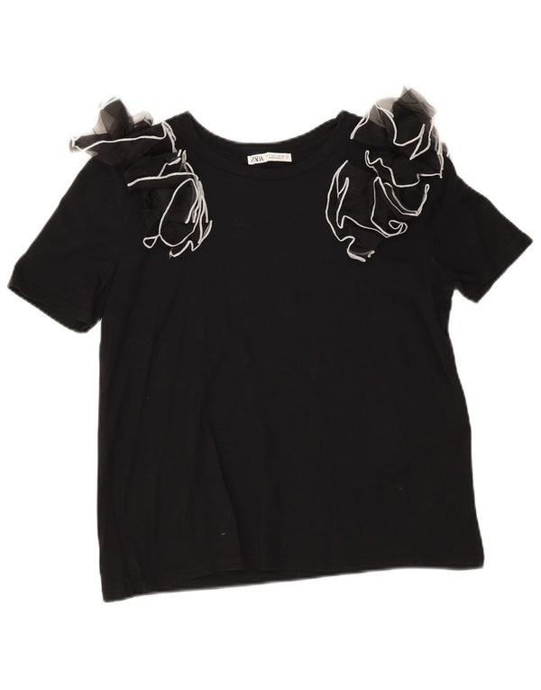 Zara Γυναικεία Μπλούζα Τοπ UK 10 Small Black Cotton