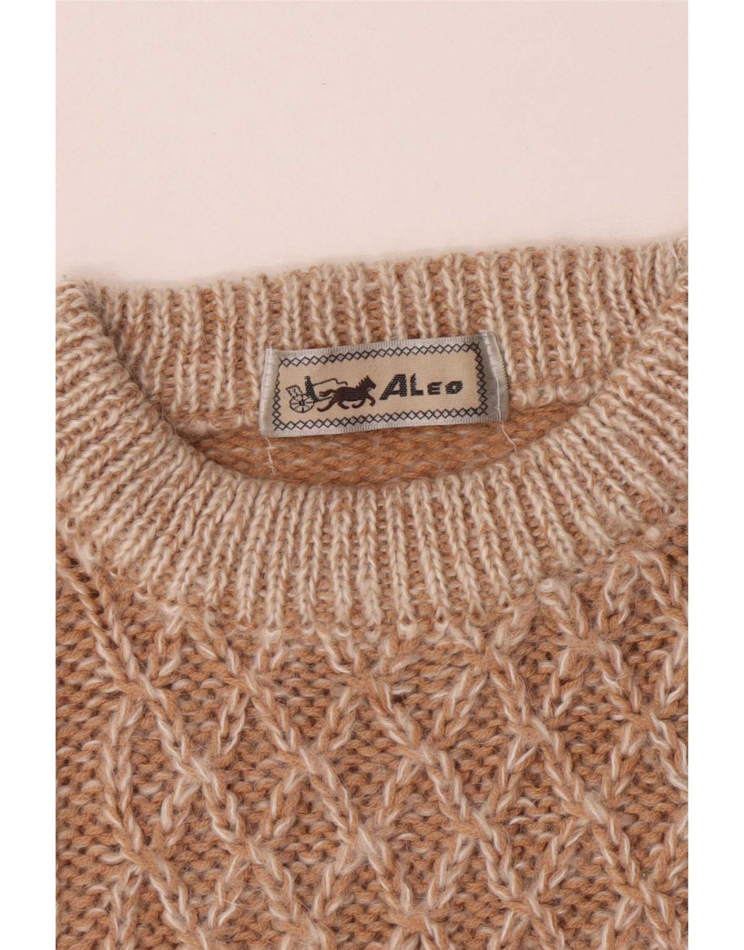 Vintage Ανδρικό πουλόβερ Regular Fit Crew Neck Jumper Medium καφέ γεωμετρικό