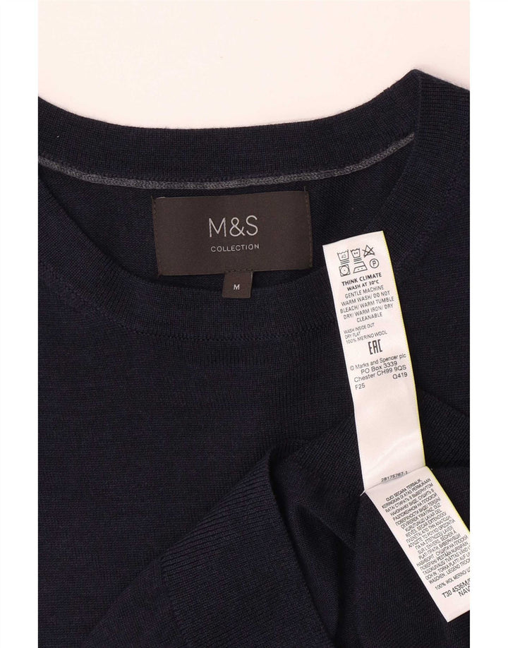 Ανδρικό πουλόβερ Marks & Spencer Boat Neck Jumper Medium Navy Blue Μαλλί Merino