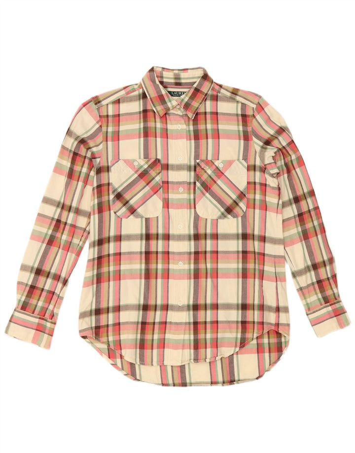 Ralph Lauren Γυναικείο φανελένιο πουκάμισο UK 10 Small Off White Check