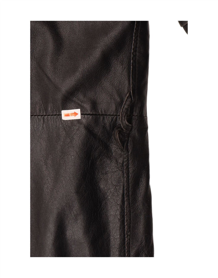 VINTAGE Mens Leather Coat IT 50 Large Black