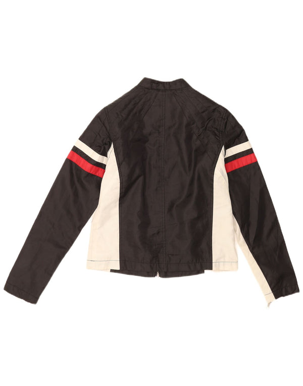 Vintage Ανδρικό Biker Jacket UK 36 Small Black Colourblock