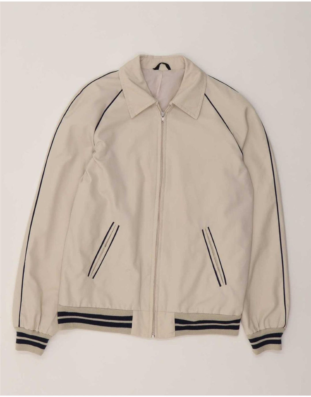 Vintage Ανδρικό Bomber Jacket UK 38 Medium White ριγέ