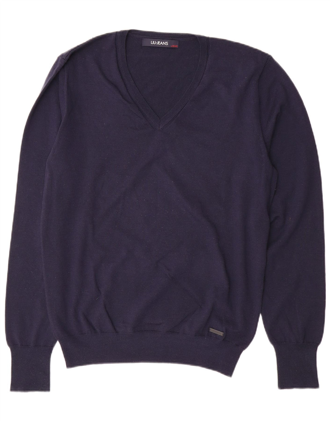 LIU JO Γυναικείο πουλόβερ με λαιμόκοψη με V λαιμόκοψη UK 18 XL Navy Blue Wool