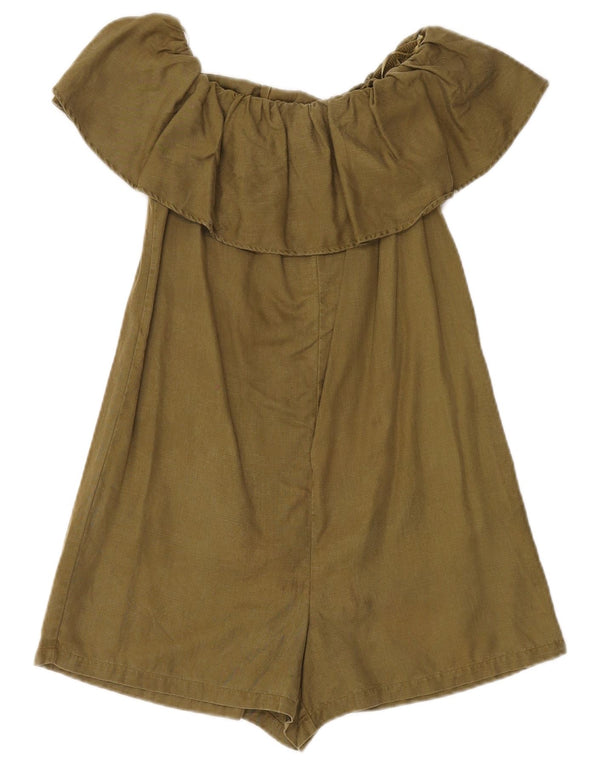 Zara Womens Off Shoulder Playsuit UK 6 XS Khaki