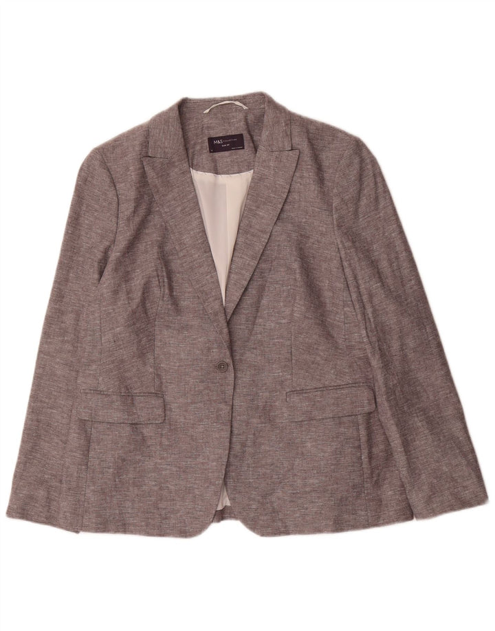 Marks & Spencer Γυναικείο Μπουφάν Blazer με 1 Κουμπί Slim Fit UK 16 Large Grey