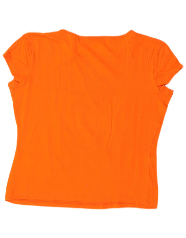 Iceberg Γυναικείο γραφικό T-Shirt Top UK 18 XL Πορτοκαλί βαμβακερό