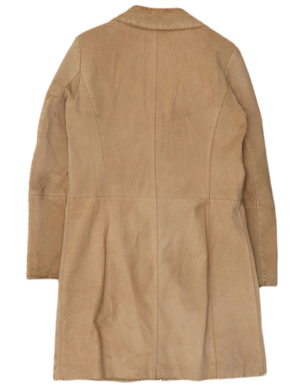 Vintage γυναικείο σουέτ πανωφόρι UK 10 Small Beige Leather