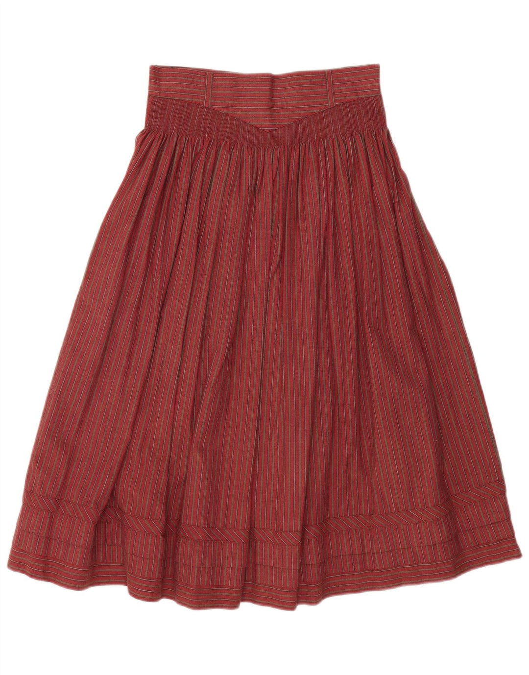 VINTAGE Γυναικεία ψηλόμεση φούστα σε γραμμή Α W28 Βαμβακερή μεσαία κόκκινη ριγέ