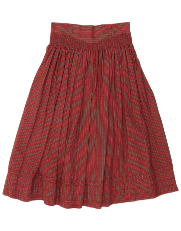 VINTAGE Γυναικεία ψηλόμεση φούστα σε γραμμή Α W28 Βαμβακερή μεσαία κόκκινη ριγέ