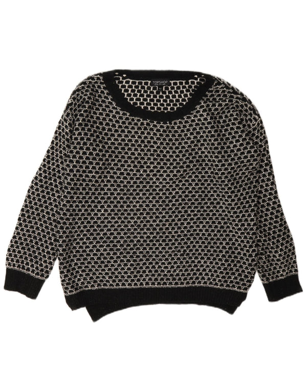 Topshop Γυναικείο πουλόβερ με λαιμόκαυστο UK 8 Small Black Geometric