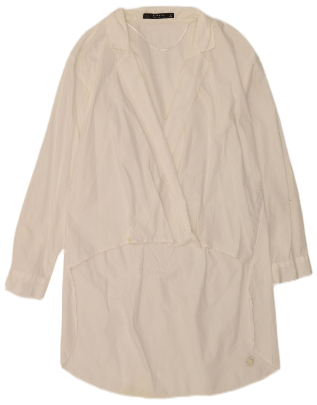 Zara Γυναικείο μακρυμάνικο φόρεμα Shift UK 10 Small λευκό βαμβακερό