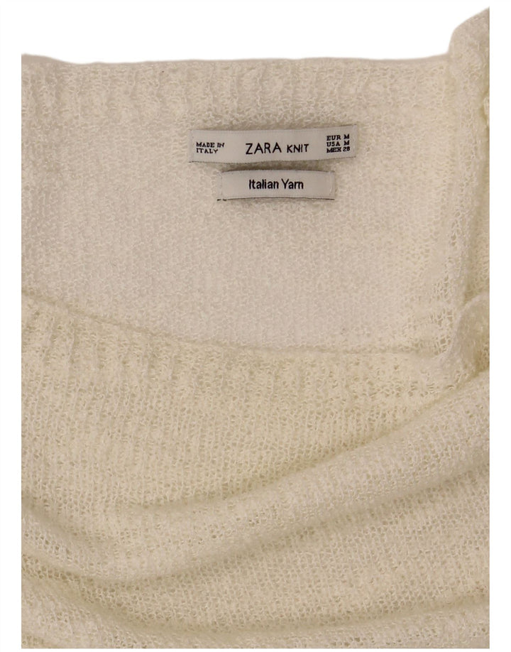 Γυναικείο πουλόβερ Zara See Through Boat Neck UK 14 Medium Off White