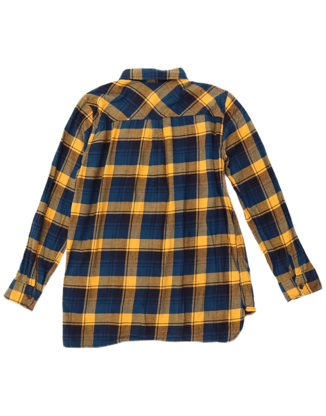 EDDIE BAUER Γυναικείο πουλόβερ φανελένιο πουκάμισο UK 12 μεσαίο μπλε βαμβακερό καρό