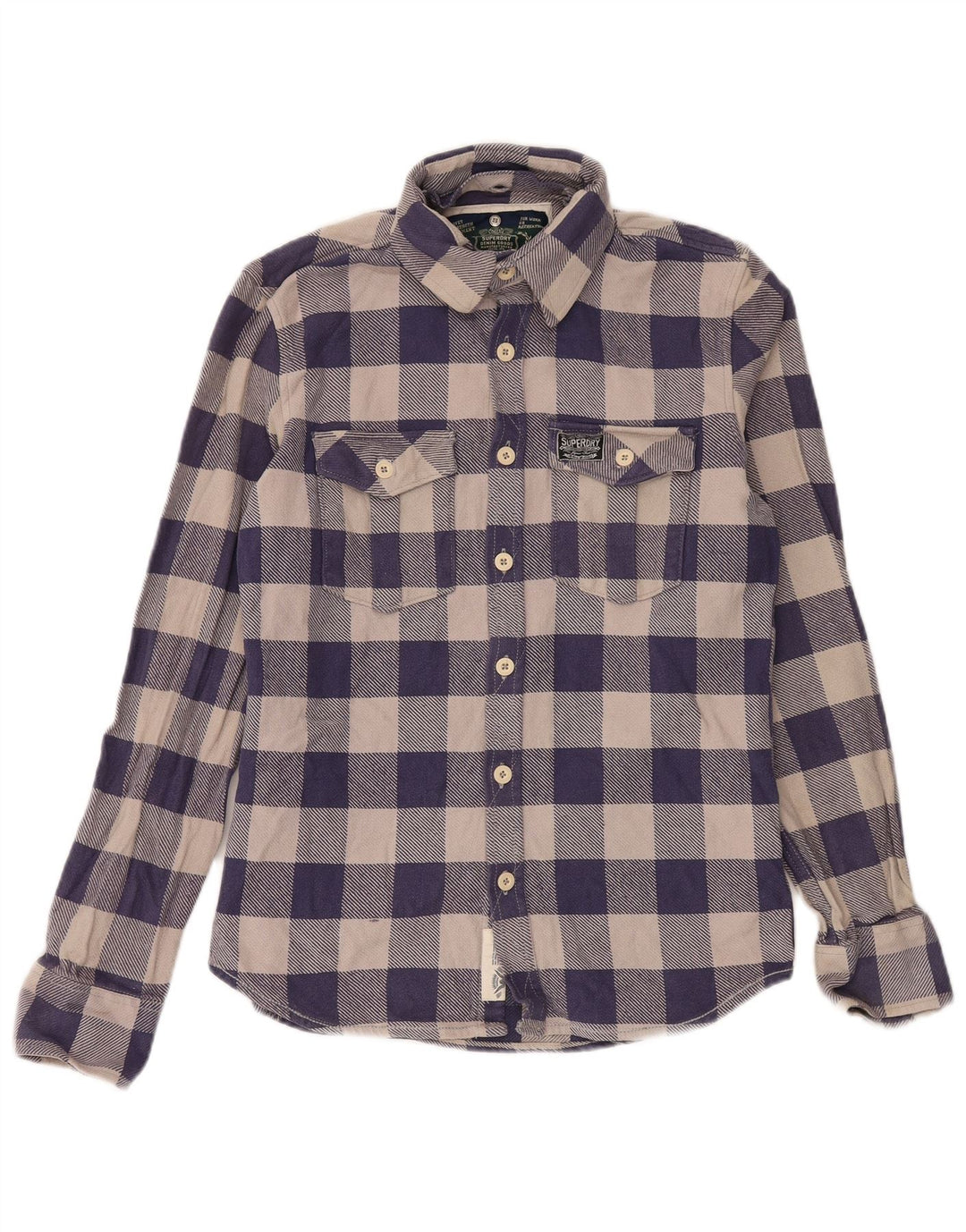 Ανδρικό φανελένιο πουκάμισο Superdry, Βαμβακερό, μπλε ναυτικό