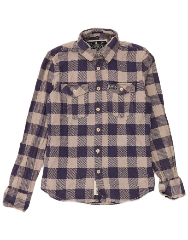 Ανδρικό φανελένιο πουκάμισο Superdry, Βαμβακερό, μπλε ναυτικό