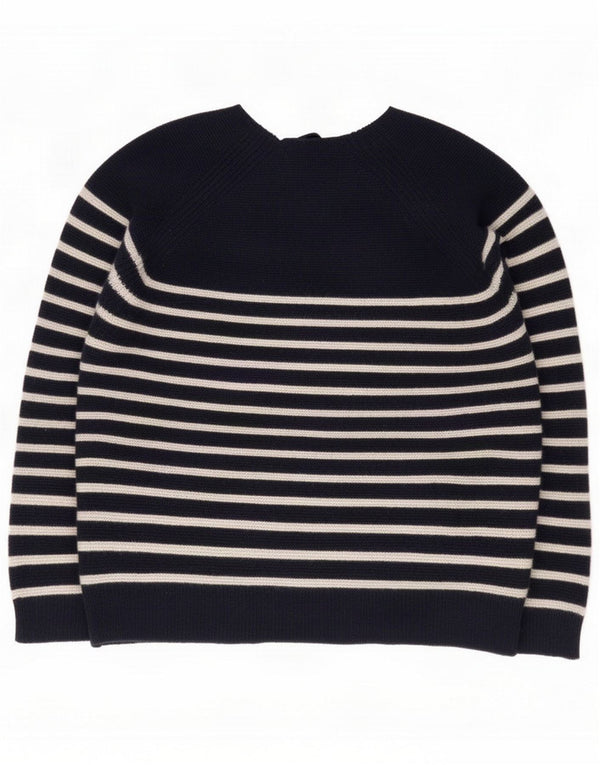 J. Crew Womens Crew Neck Jumper πουλόβερ UK 14 Medium Navy Blue ριγέ μαλλί