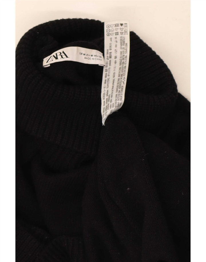 Zara γυναικείο πουλόβερ με ρολό λαιμόκοψη UK 14 μεσαία μαύρη βισκόζη