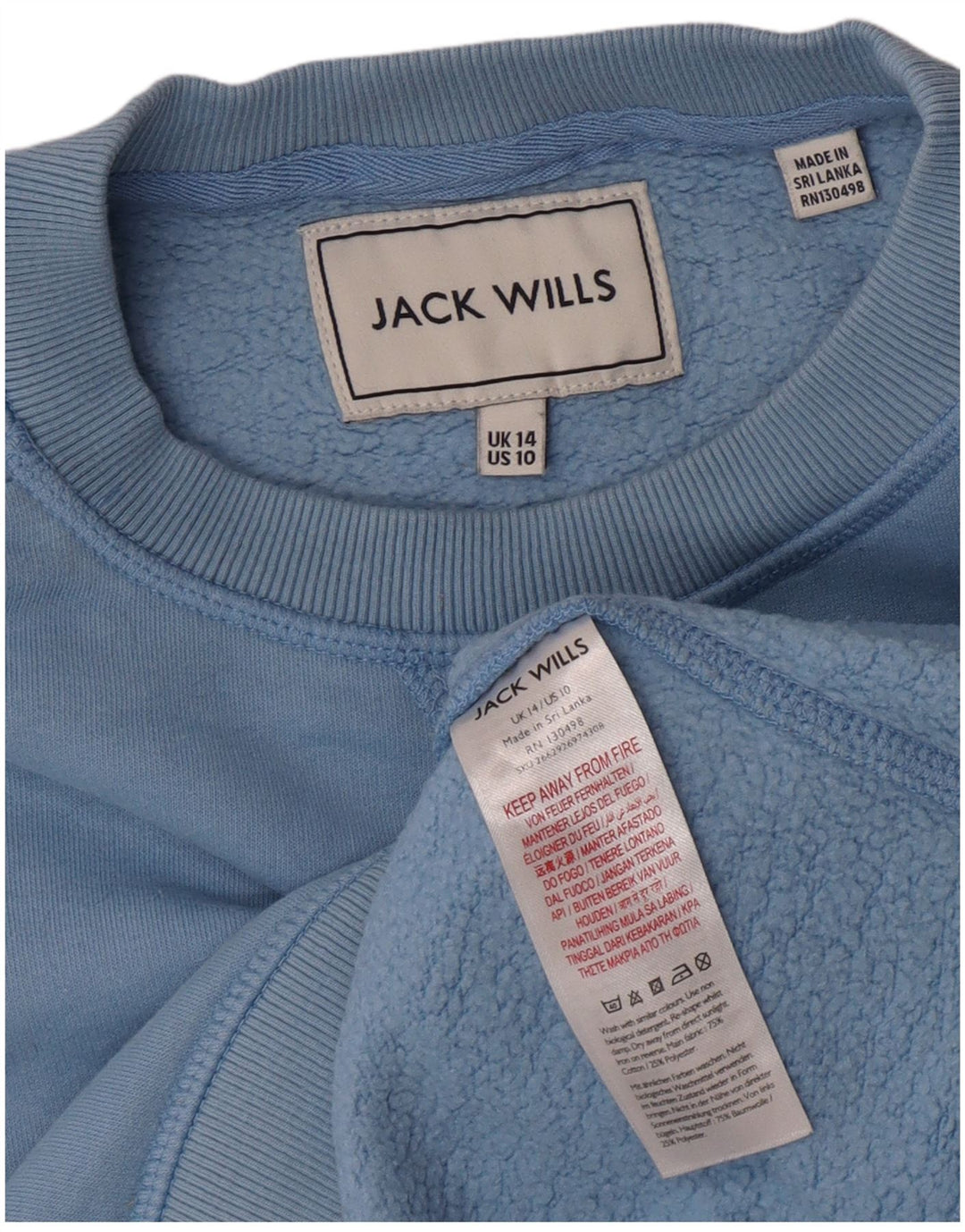 Jack Wills Γυναικεία Φούτερ Jumper UK 14 Large Blue Cotton