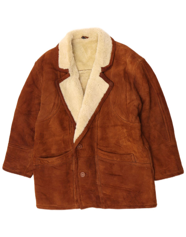 Vintage Ανδρικό Shearling Jacket UK 36 Small Brown