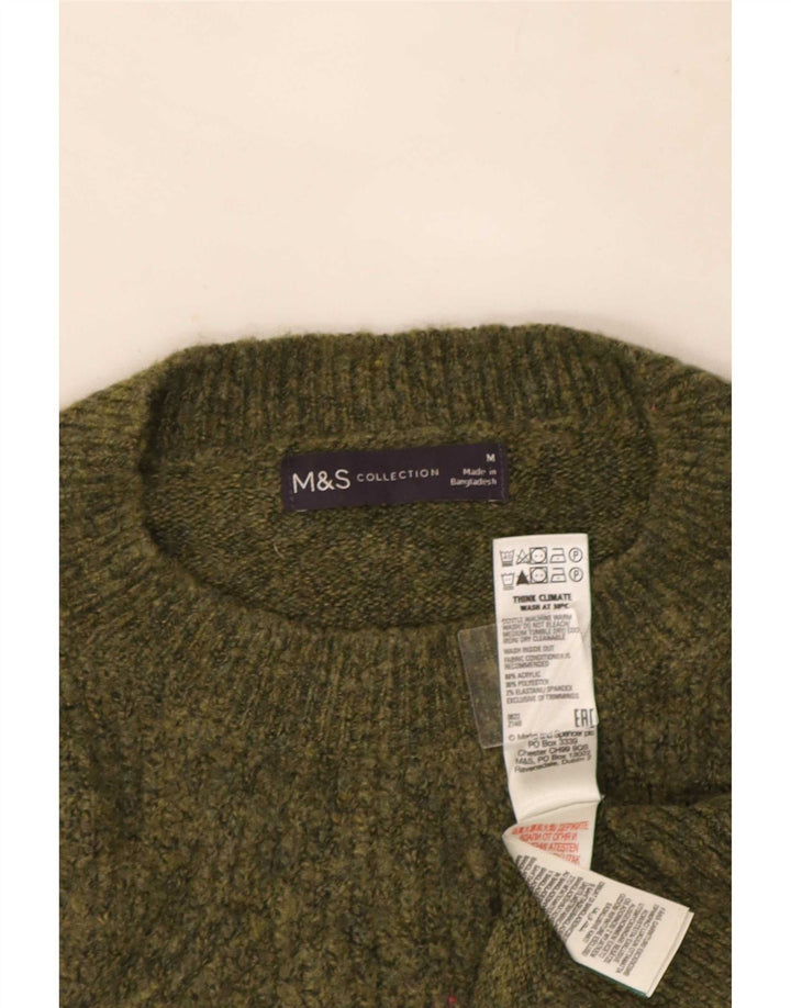 Marks & Spencer Γυναικείο πουλόβερ με λαιμόκοψη UK 14 Medium Khaki Acrylic