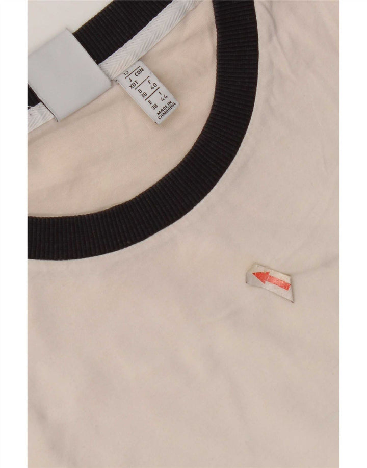 Adidas Γυναικείο T-Shirt Top UK 12 Μεσαίο λευκό βαμβακερό