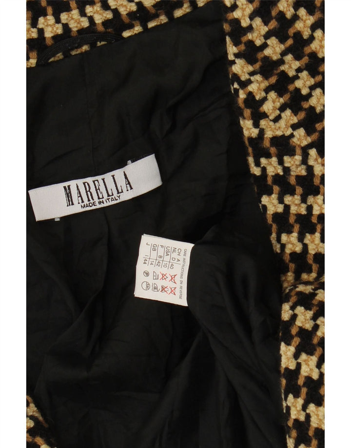 Marella Γυναικείο σακάκι σακάκι 1 κουμπιού UK 14 Large Brown Houndstooth