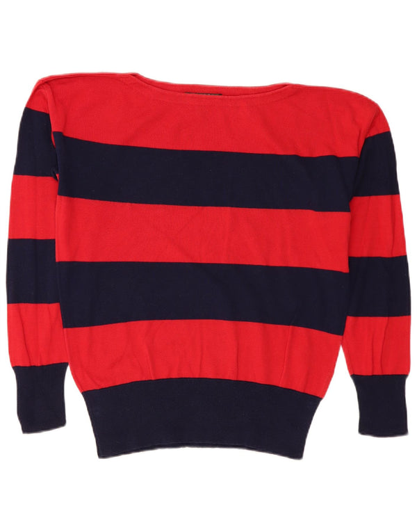 Ralph Lauren Γυναικείο πουλόβερ με λαιμό σκάφος UK 14 Medium Navy Blue ριγέ