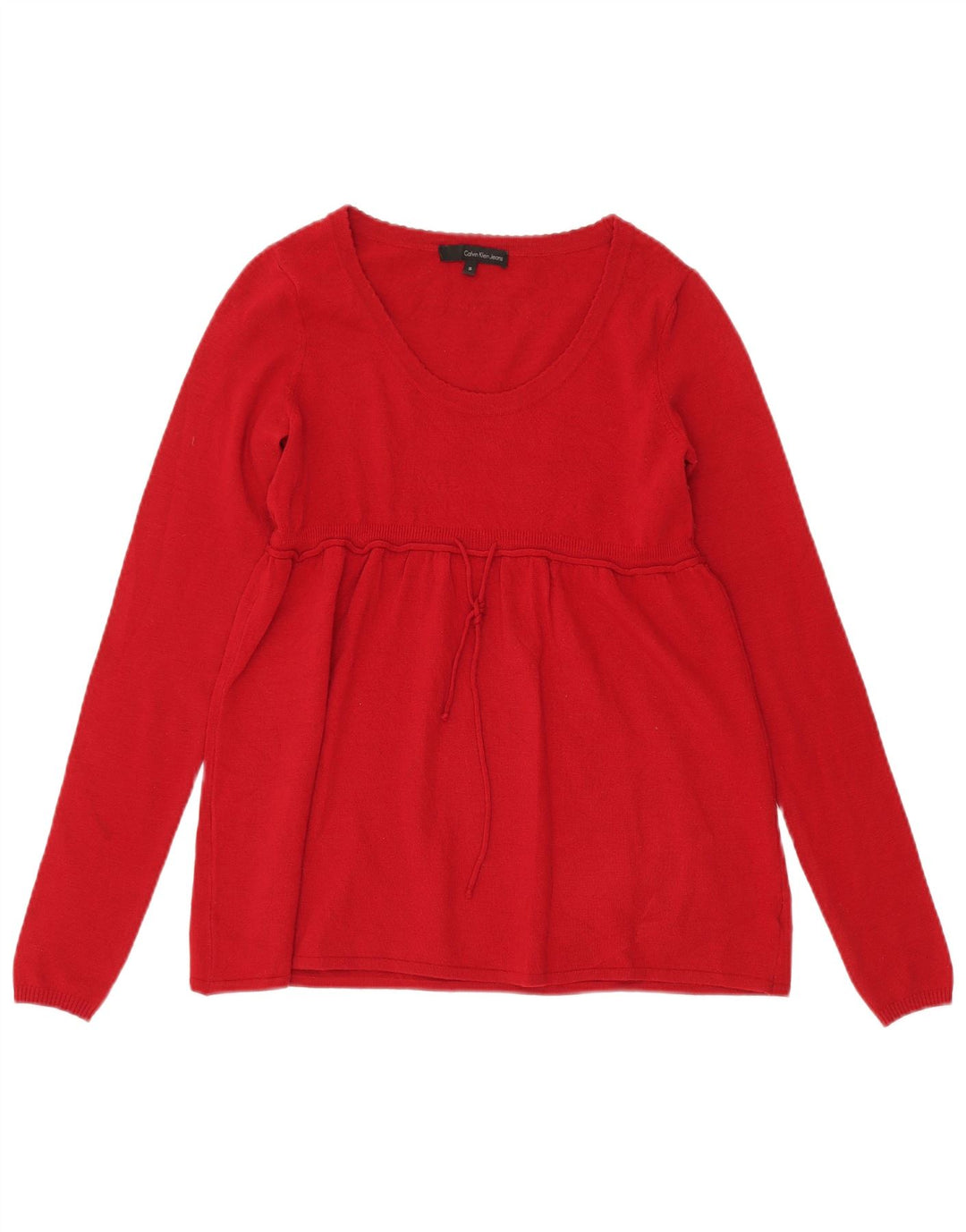CALVIN KLEIN JEANS Γυναικείο γραφικό πουλόβερ με λαιμόκαυστο UK 10 Small Red