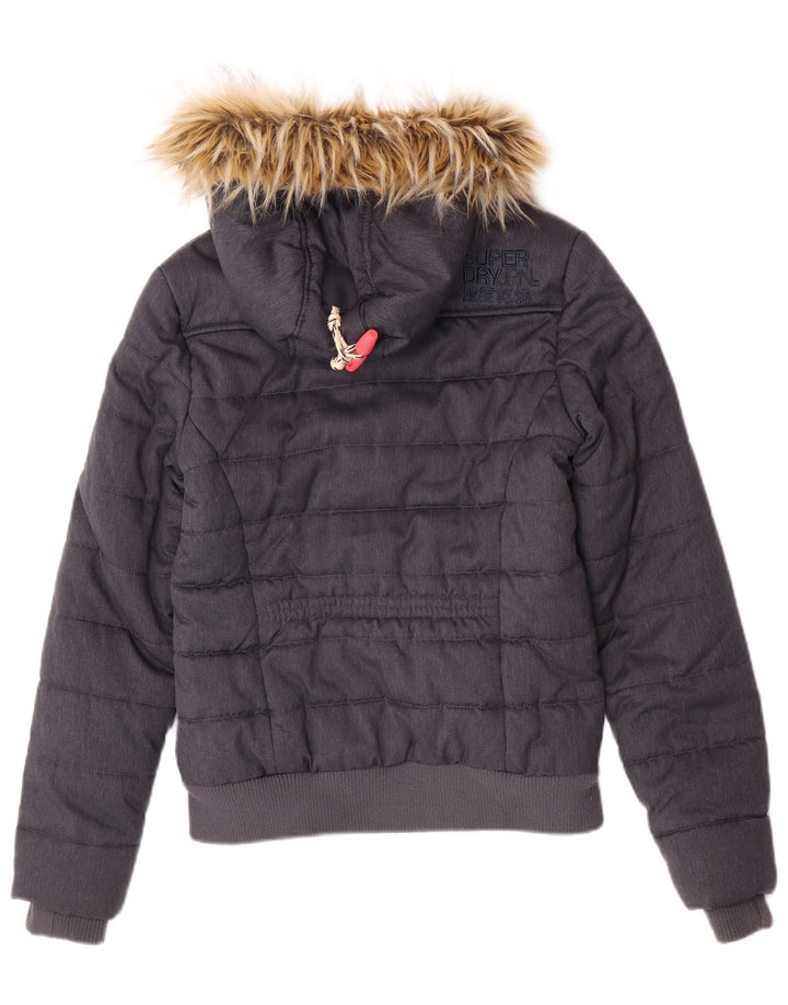 Superdry γυναικείο μπουφάν με κουκούλα Bomber padded UK 8 Small Grey Polyester