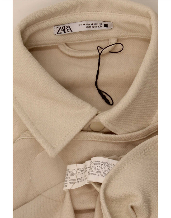 Ανδρικό κοντομάνικο πουκάμισο Zara σε μεσαίο μπεζ πολυεστέρα
