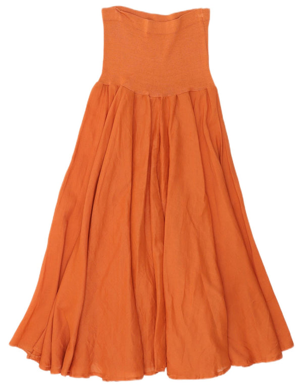 Vintage γυναικείο στράπλες φόρεμα UK 12 μεσαίο πορτοκαλί μαλλί