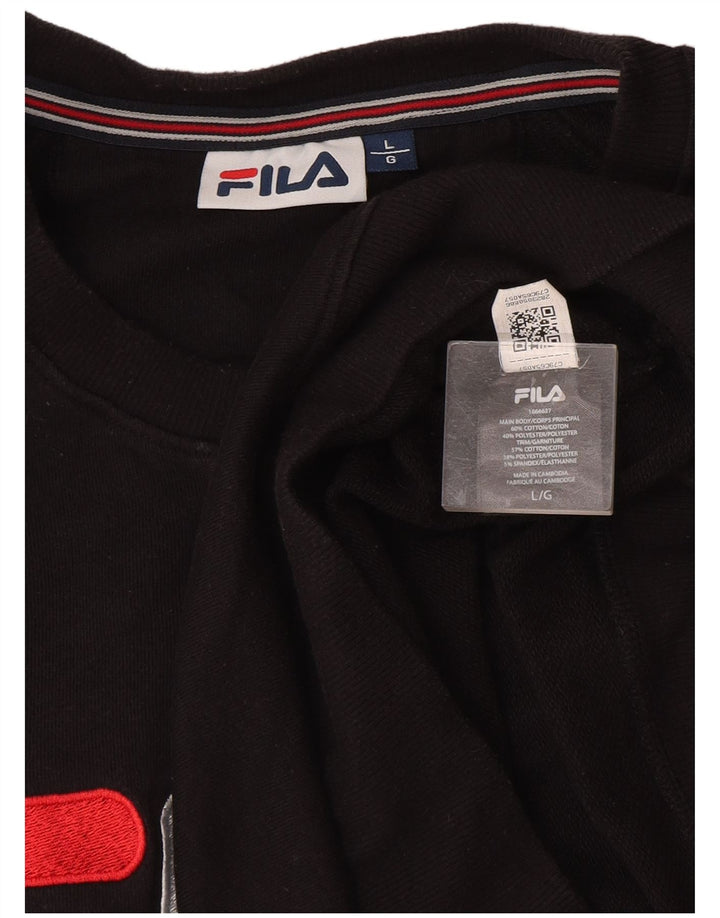 Ανδρικό γραφικό φούτερ Fila Jumper μεγάλο μαύρο βαμβακερό