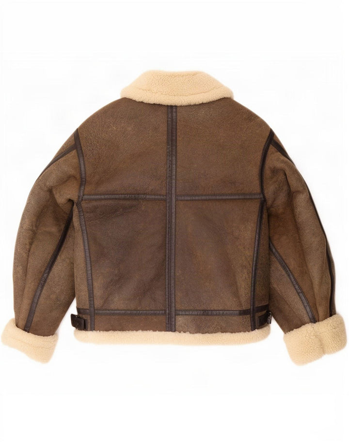 Wallace Sacks Ανδρικό Shearling Jacket UK 40 Large Grey Leather