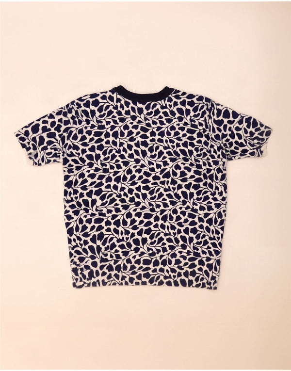 Marks & Spencer Womens Short Sleeve Blouse Top UK 10 Small Navy Blue Floral