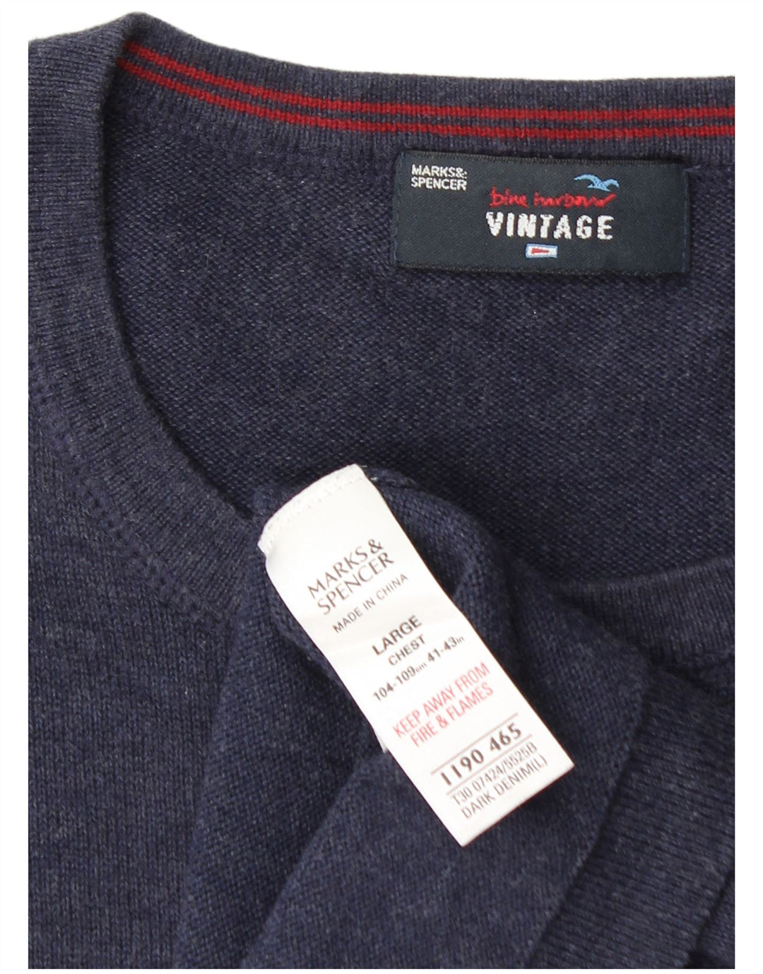 Marks & Spencer Ανδρικό μπλε πουλόβερ με λαιμόκοψη Harbor Crew Large Navy Blue