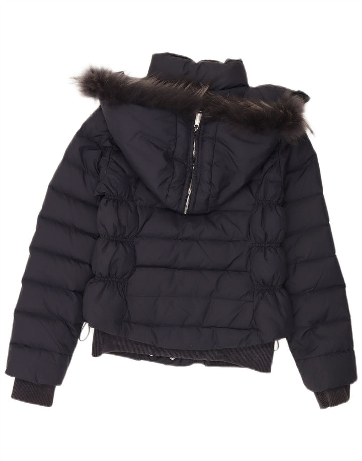 Zu Elements γυναικείο μπουφάν με κουκούλα UK 12 Medium Navy Blue Polyamide