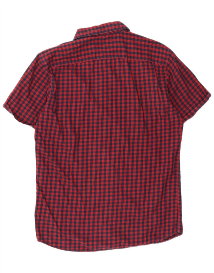 Jack & Jones Ανδρικό κοντομάνικο πουκάμισο Μεσαίο κόκκινο βαμβακερό Gingham