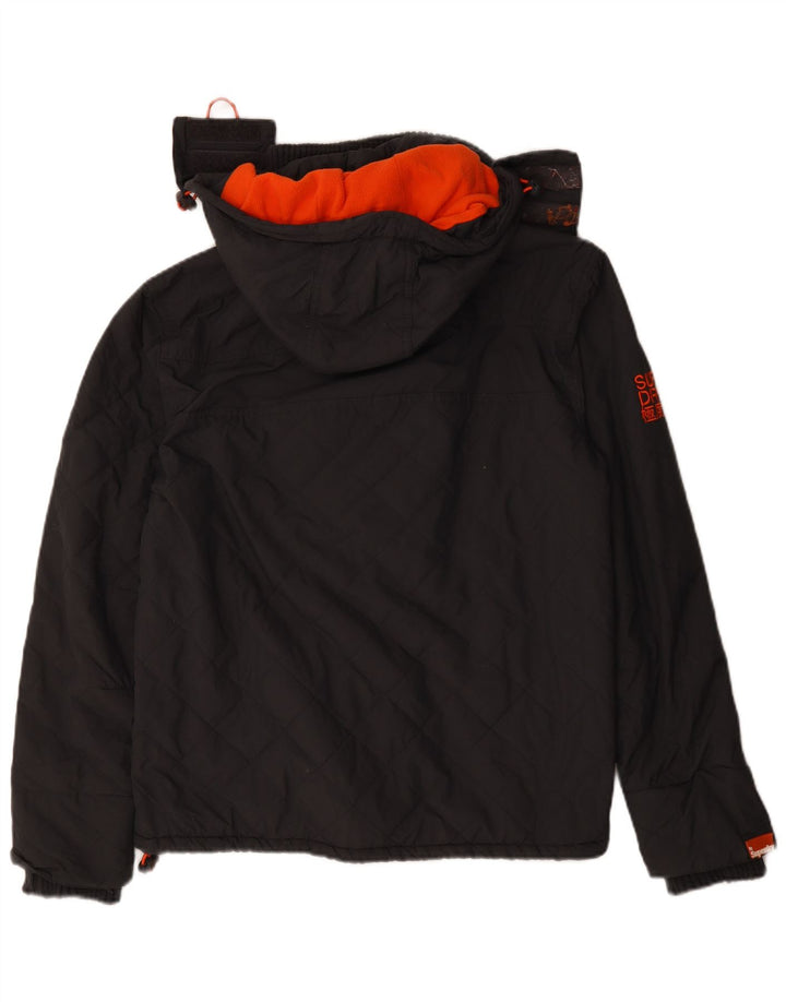 Superdry γυναικείο μπουφάν με κουκούλα αντιανεμικό UK 16 μεγάλο γκρι πολυεστέρα