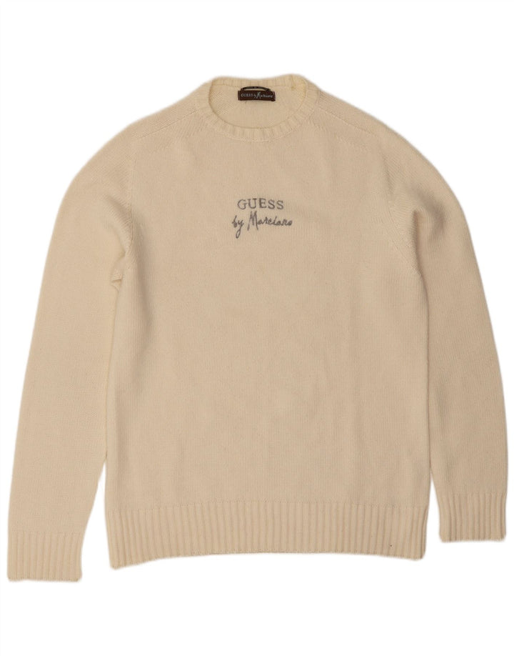 Ανδρικό πουλόβερ με λαιμόκοψη Guess By Marciano, Medium Off White