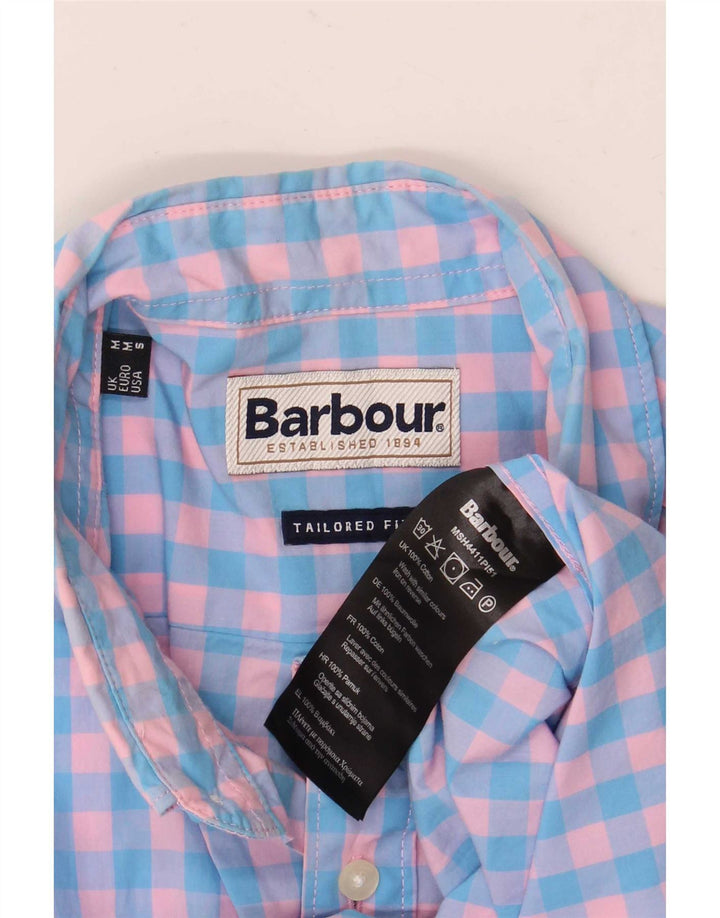 Ανδρικό πουκάμισο Barbour με κοντό μανίκι, μεσαίο μπλε βαμβακερό Gingham