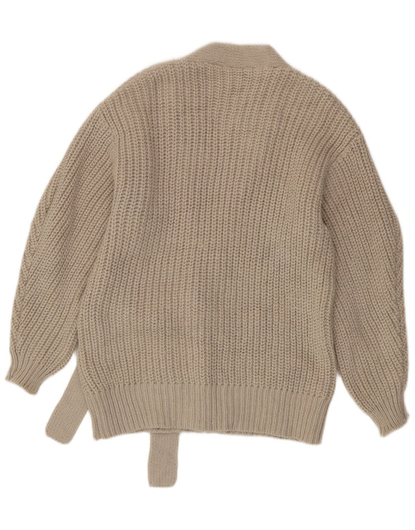 Zara γυναικείο πουλόβερ ζακέτα υπερμεγέθη UK 10 Small Beige Acrylic