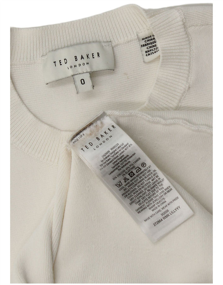 Γυναικείο πουλόβερ με λαιμόκοψη Ted Baker Μέγεθος 0 2XS Λευκή βισκόζη