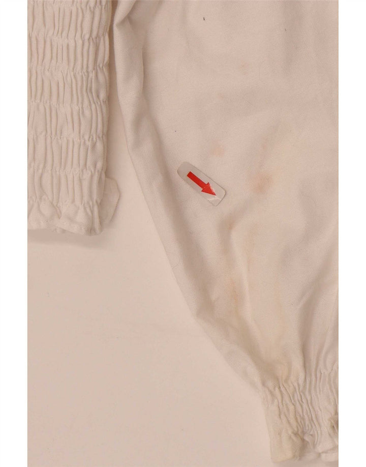 Zara γυναικείο μακρυμάνικο μπλουζάκι ώμου Crop Off UK 12 Medium White