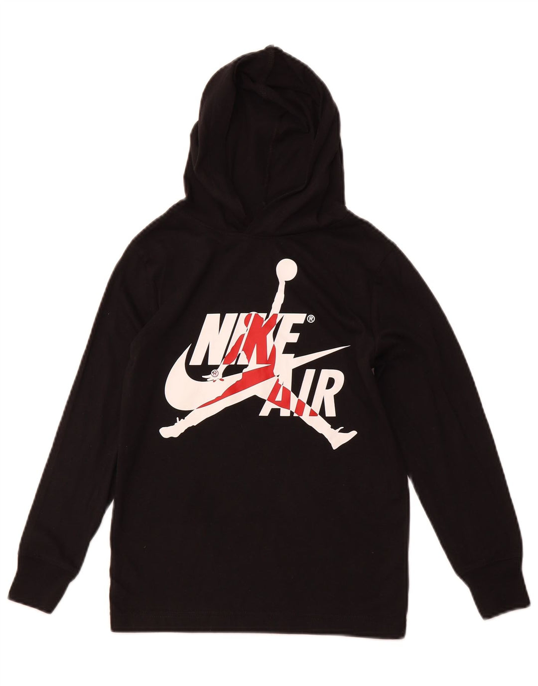 NIKE Boys Graphic Hoodie Jumper 8-9 ετών Μικρό μαύρο βαμβακερό