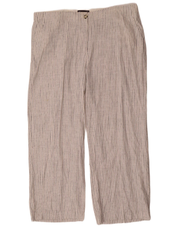 Marks & Spencer Γυναικείο παντελόνι Chino UK 22 3XL W44 L30 Λευκό ριγέ