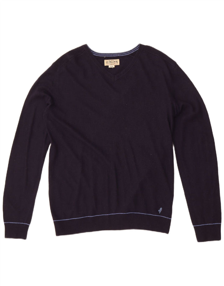 Ανδρικό πουλόβερ Marlboro Classics με V λαιμόκοψη 2XL Navy Blue Polyamide